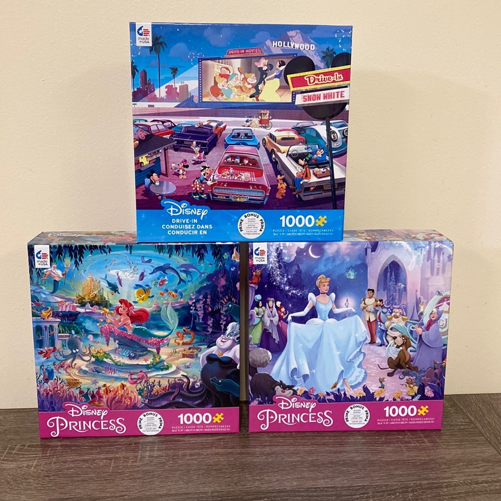 3 Disney 1,000 piece puzzles